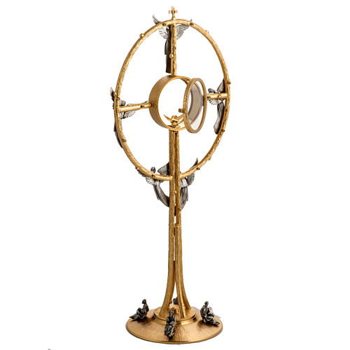 Monstrance in gold-plated bronze with angels H60cm 13