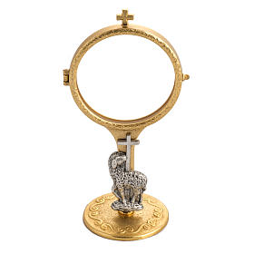 Chapel monstrance in brass with lamb, 17 cm high