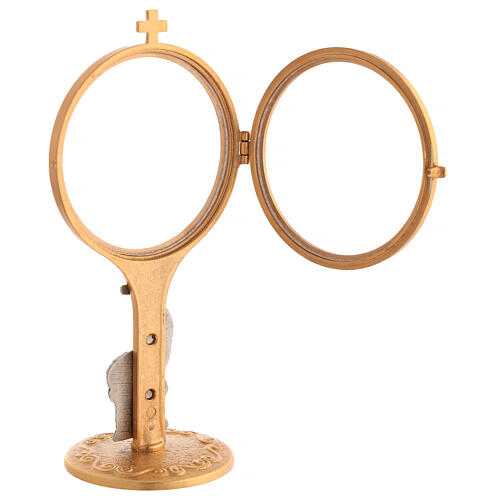 Chapel monstrance in brass with lamb, 17 cm high 5