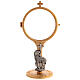 Chapel monstrance in brass with lamb, 17 cm high s1