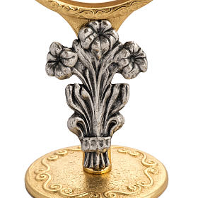 Reliquiar für Magna Hostie aus Messing mit Lilien h 17 cm