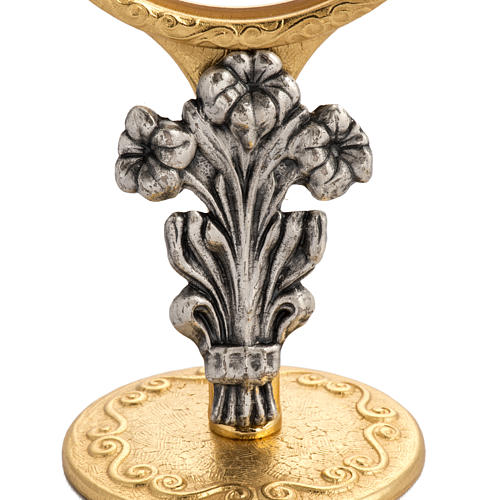 Reliquiar für Magna Hostie aus Messing mit Lilien h 17 cm 2