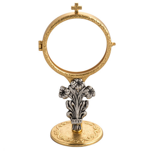 Chapel monstrance in brass with lilies 1