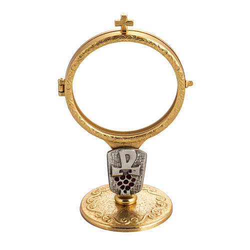 Shrine for Magna Host in gold-plated brass with Chi-Rho and grapes 1