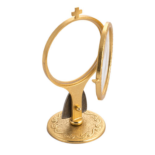 Chapel monstrance in brass for big host with cross and grapes 4