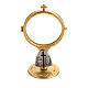 Chapel monstrance in brass for big host with cross and grapes s1
