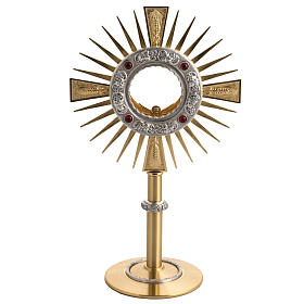 Two tone monstrance with 4 red stones