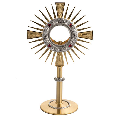 Two tone monstrance with 4 red stones 1