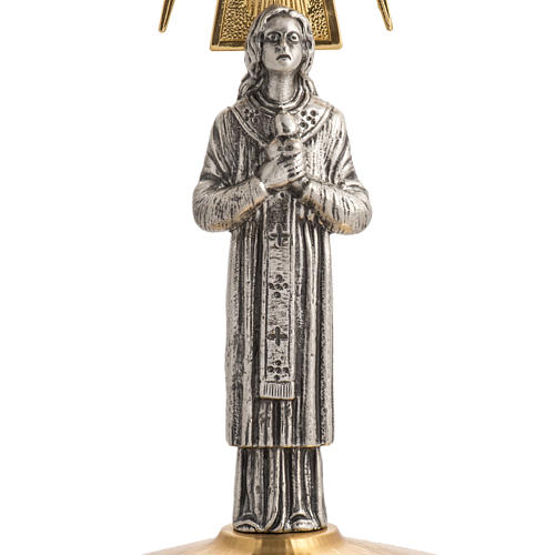 Monstrance in brass with saint figurine 3