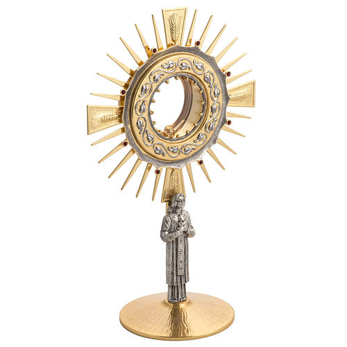 Monstrance in brass with saint figurine 5