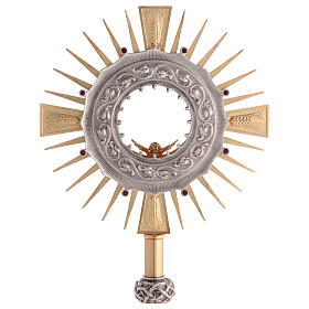 Monstrance in brass with a silvery node