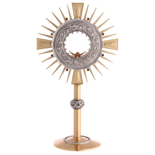 Monstrance in brass with a silvery node 1