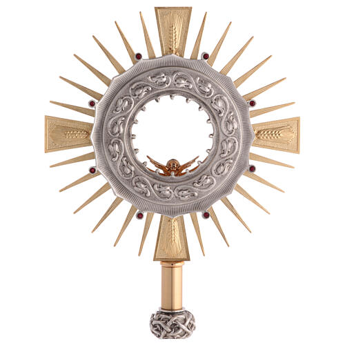 Monstrance in brass with a silvery node 2