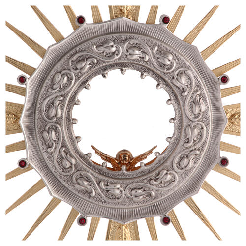 Monstrance in brass with a silvery node 3