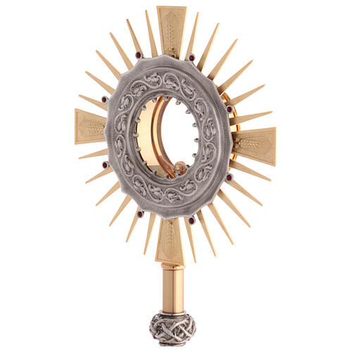 Monstrance in brass with a silvery node 7