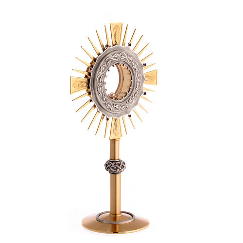 Monstrance in brass with a silvery node 8