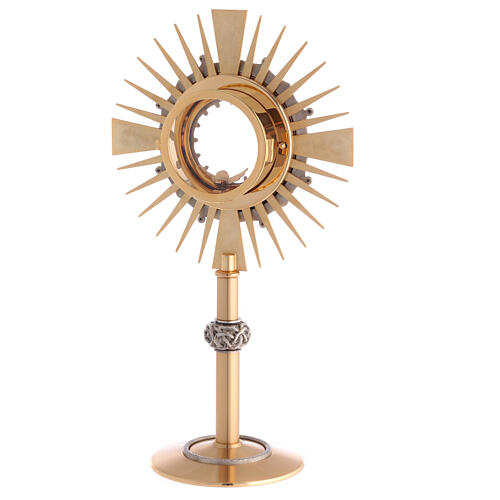 Monstrance in brass with a silvery node 9