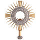 Monstrance in brass with a silvery node s2