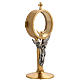 Chapel monstrance in brass with a silvery angel s3