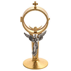 Chapel monstrance in brass with a silvery angel