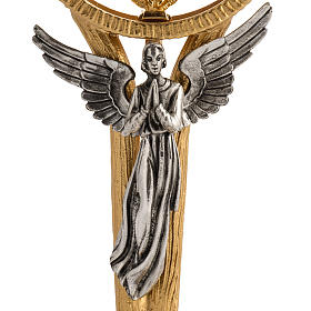 Chapel monstrance in brass with a silvery angel
