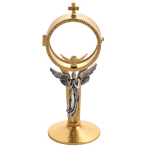 Chapel monstrance in brass with a silvery angel 1
