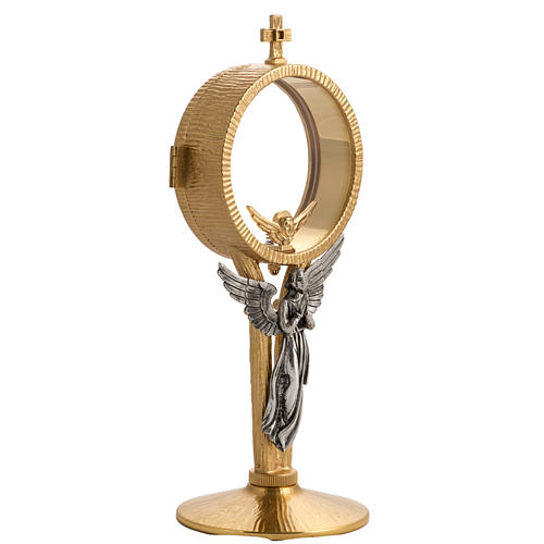 Chapel monstrance in brass with a silvery angel 3