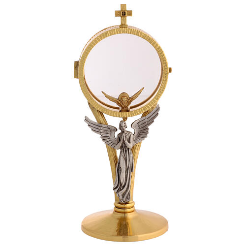 Chapel monstrance in brass with a silvery angel 1