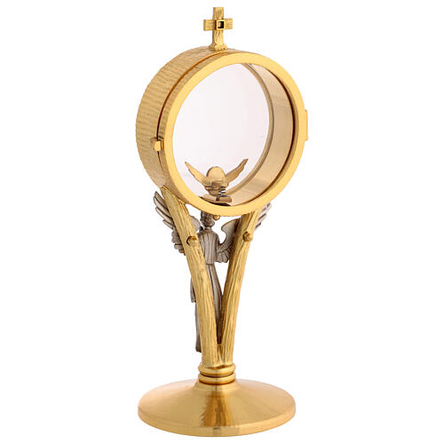 Chapel monstrance in brass with a silvery angel 6