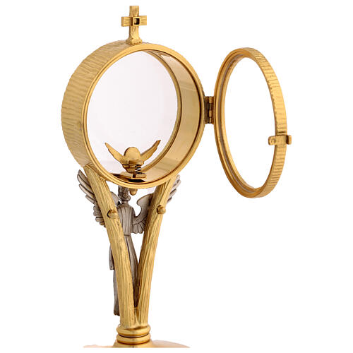 Chapel monstrance in brass with a silvery angel 7