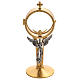 Chapel monstrance in brass with a silvery angel s1