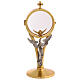 Chapel monstrance in brass with a silvery angel s1