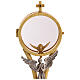 Chapel monstrance in brass with a silvery angel s3