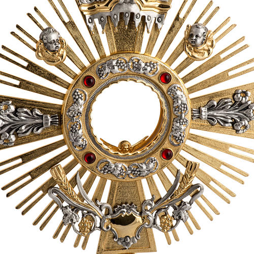 Two tone monstrance with putti and red stones 2