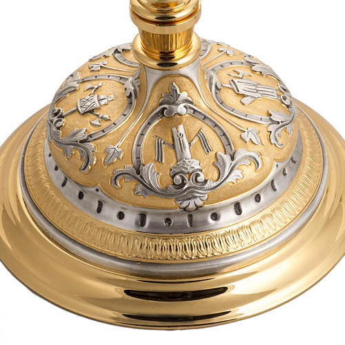 Ostensoir laiton bicolore avec putti et décors 7