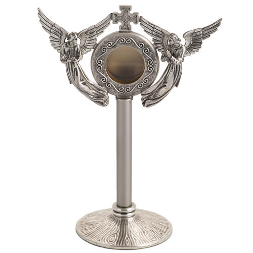 Reliquary in silver-plated brass with angels 1