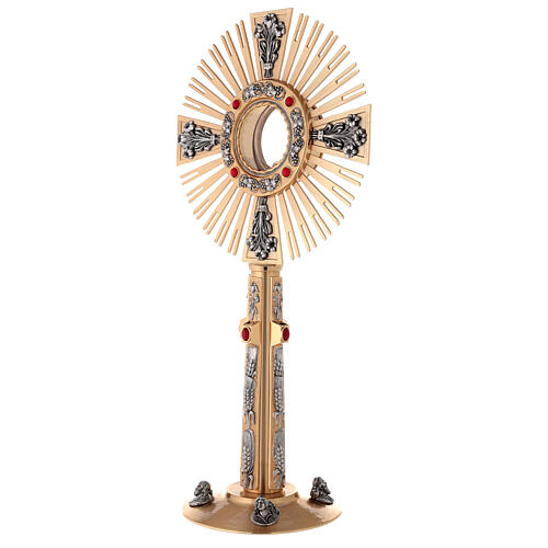 Ostensorio bronce fundido Evangelistas lirios 55 cm alto 5