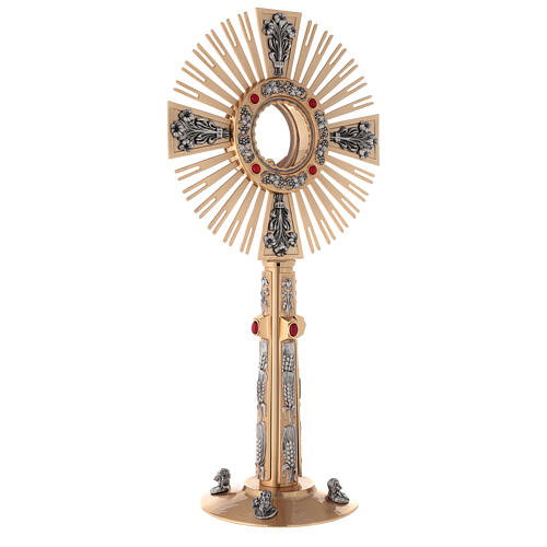 Ostensorio bronce fundido Evangelistas lirios 55 cm alto 7