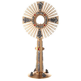 Monstrance in bronze with Evangelists and lilies H55cm