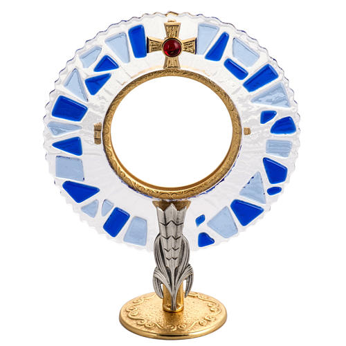 Monstrance in brass with glass mosaic 1
