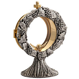 Monstrance shrine in brass with silver plating
