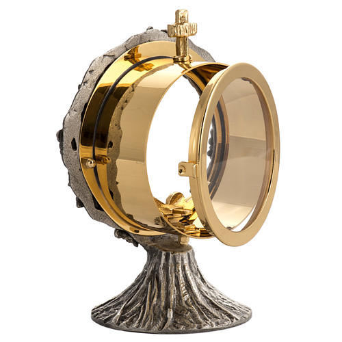 Monstrance shrine in brass with silver plating 5
