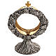 Monstrance shrine in brass with silver plating s1