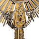 Monstrance in brass with figurines in bronze, with red stones s4