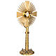 Monstrance in brass with figurines in bronze, with red stones s7