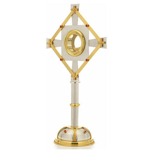 Monstrance in bi-coloured bronze with red stones 2