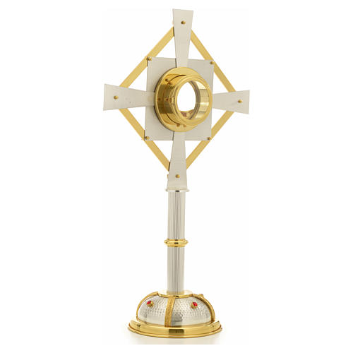 Monstrance in bi-coloured bronze with red stones 3