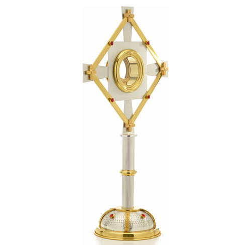 Monstrance in bi-coloured bronze with red stones 4