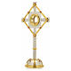 Monstrance in bi-coloured bronze with red stones s2