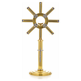 Ostensorio in bronzo bicolore raggiera angeli pietre